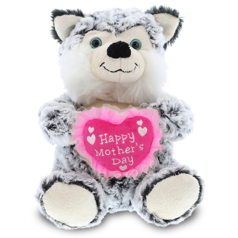 DolliBu Happy Mother's Day Super Soft Plush Sitting Husky Dog Figure - 9 inches