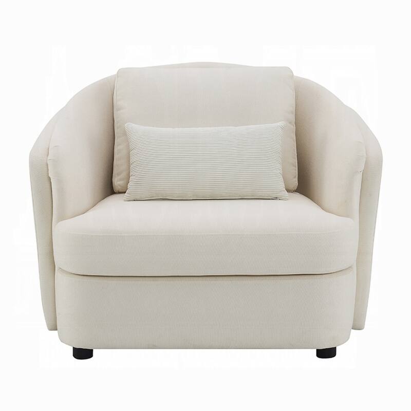 Riku Accent Armchair, 2 Lumbar Pillows, Soft Beige Linen Seating
