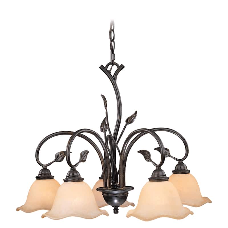Vine 5 Light Black Rustic Chandelier - 25-in W x 22-in H x 25-in D - Oil Shale - 25-in W x 22-in H x 25-in D