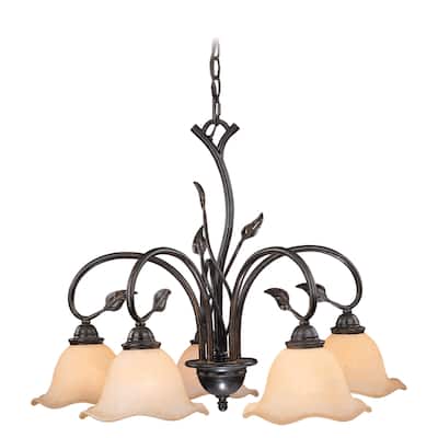 Vine 5 Light Black Rustic Chandelier - 25-in W x 22-in H x 25-in D