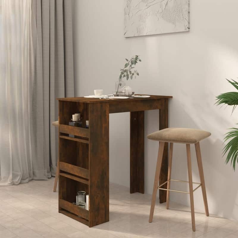 vidaXL Bar Table Kitchen Pub Bistro Table with Storage Rack Engineered Wood - 40.2" x 19.7" x 40.7"