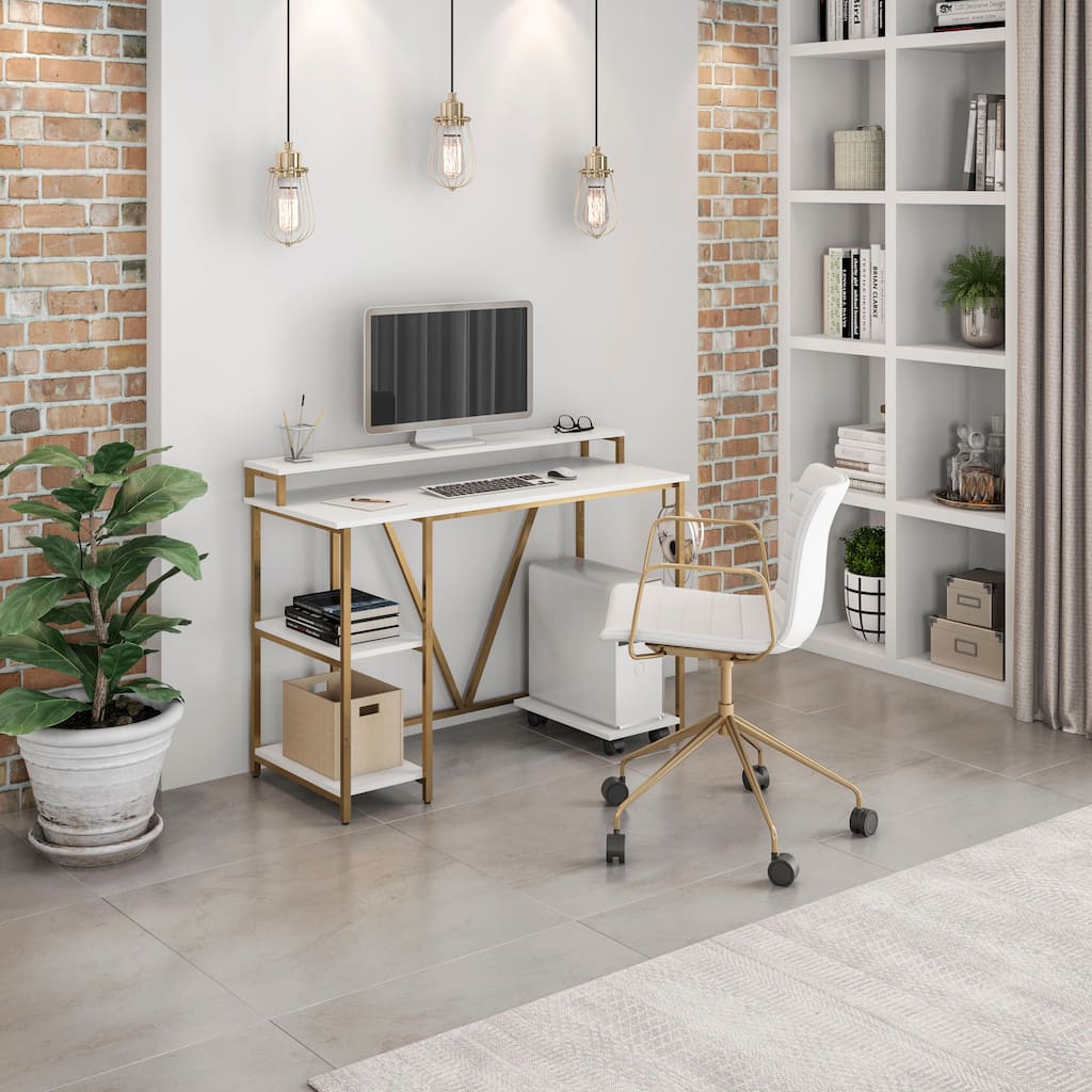 Industrial Writing Desk, Powder-coated steel frame, Gold