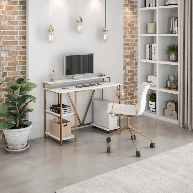 Techni Mobili Industrial Writing Desk Computer Desk Office Deask - Gold