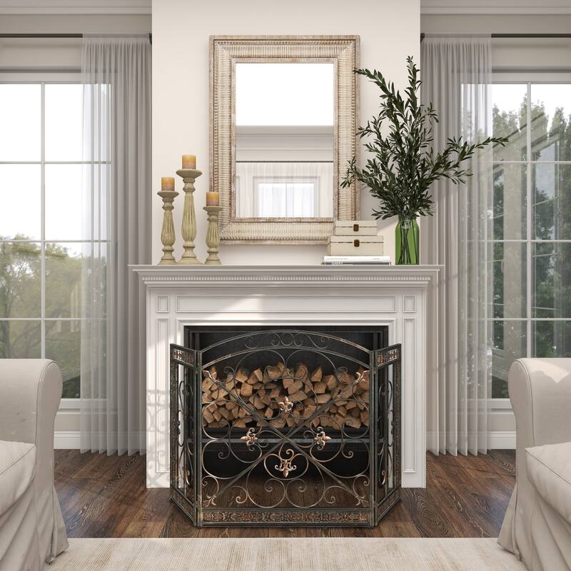 Green Metal Fireplace Screen