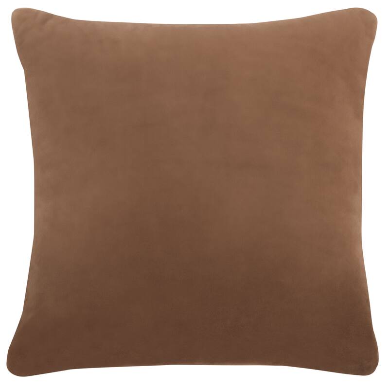 SAFAVIEH Home Jinnie 18-inch Square Khaki/Ivory Cotton Velvet Blend Decorative Throw Pillow