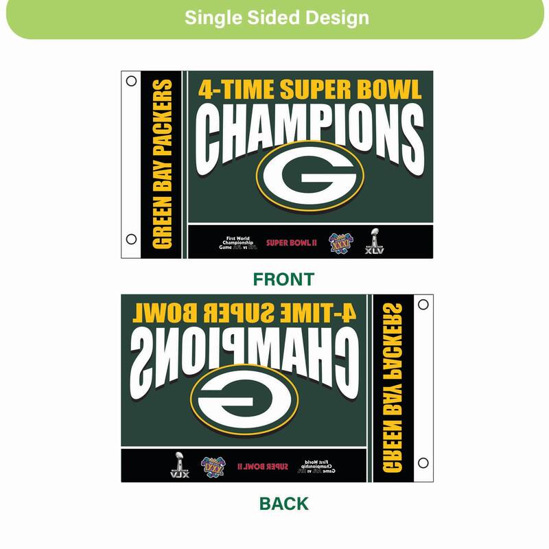 Green Bay Packers Single Sided Flag w/ 2 Grommets, 3'x5'