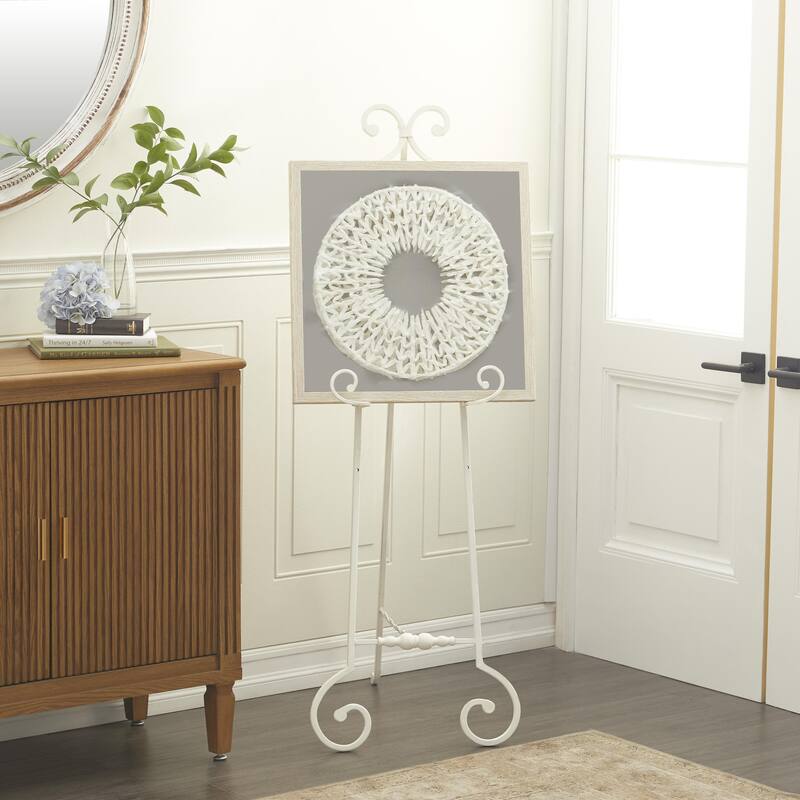 Metal Scroll Large Adjustable 3 Tier Display Easel with Chain Support - White - Roche River Decor