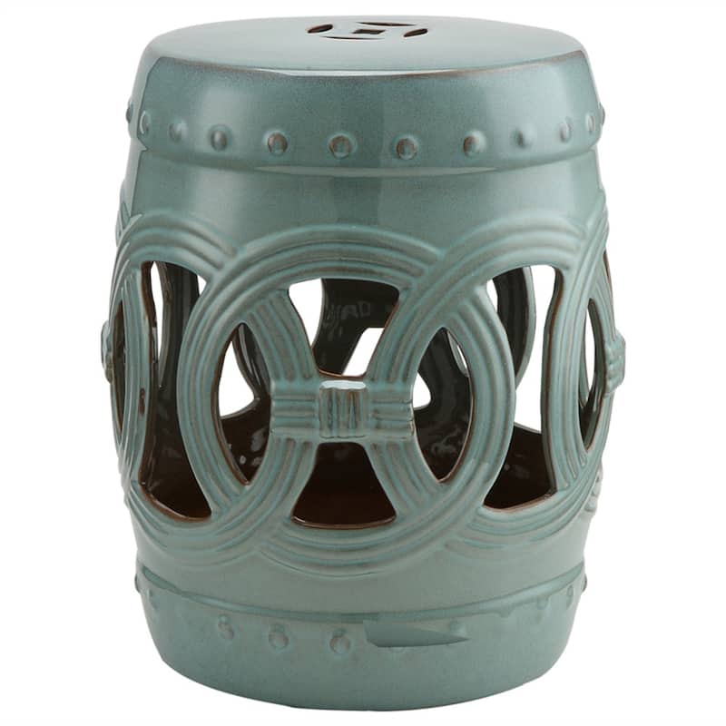 Multifunctional Garden Stool Bench for Patio, Deck, or Yard - 13.6" Dia x 17.3" H - Green