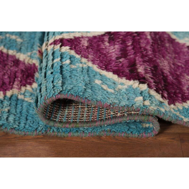 Geometric Moroccan Accent Rug Hand-Knotted Wool Carpet - 2'10" x 5'4"