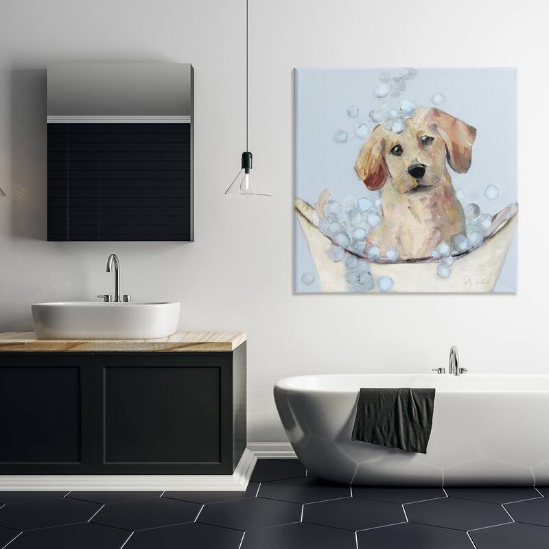 Stupell Bubble Bath Lab Puppy Canvas Wall Art Design By Sally Swatland