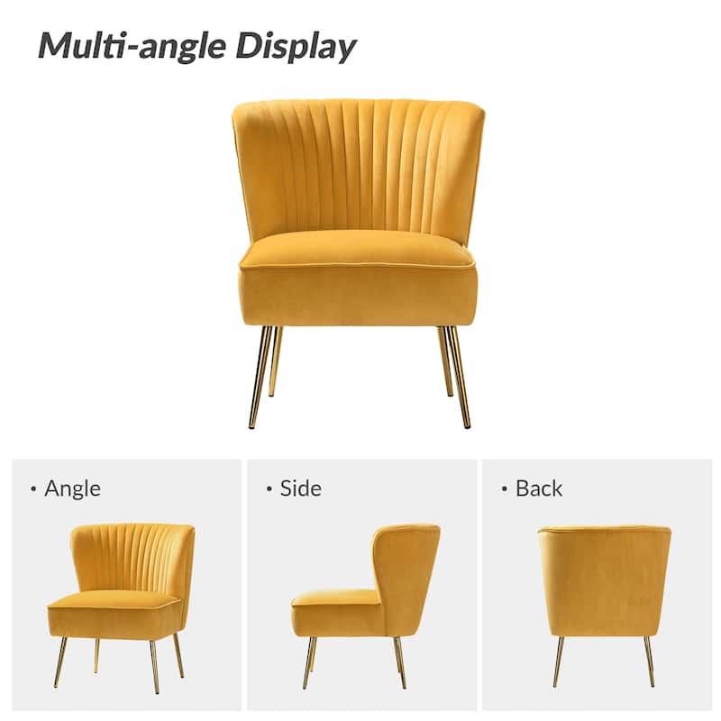 Monica 22''W Upholstered Modern Tufted Accent Side Chair with Gold Legs by HULALA HOME