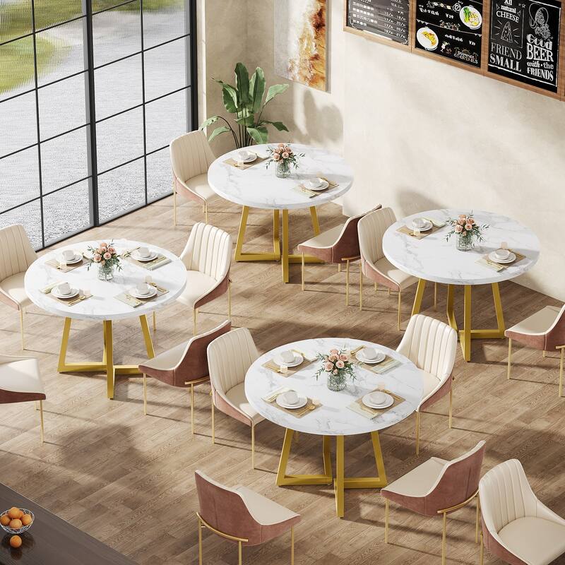 31.5" Round Dining Table for 2, Industrial Dinner Kitchen Table