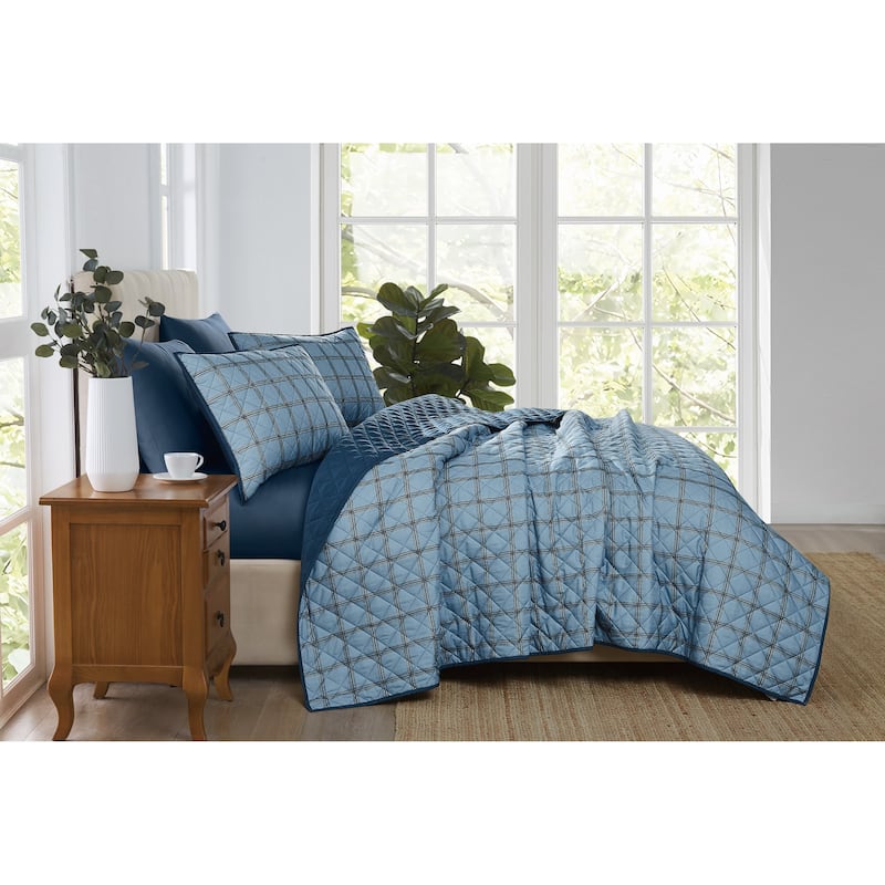 Cannon Luka Grid 3 Piece Quilt Set