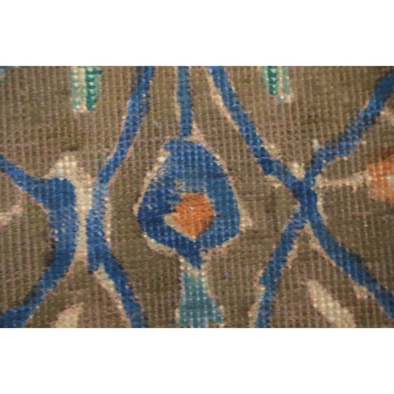 Hand Knotted Oriental 100% Wool Carpet Traditional Floral Green Tabriz Area Rug - 6' 6'' X 4' 3''