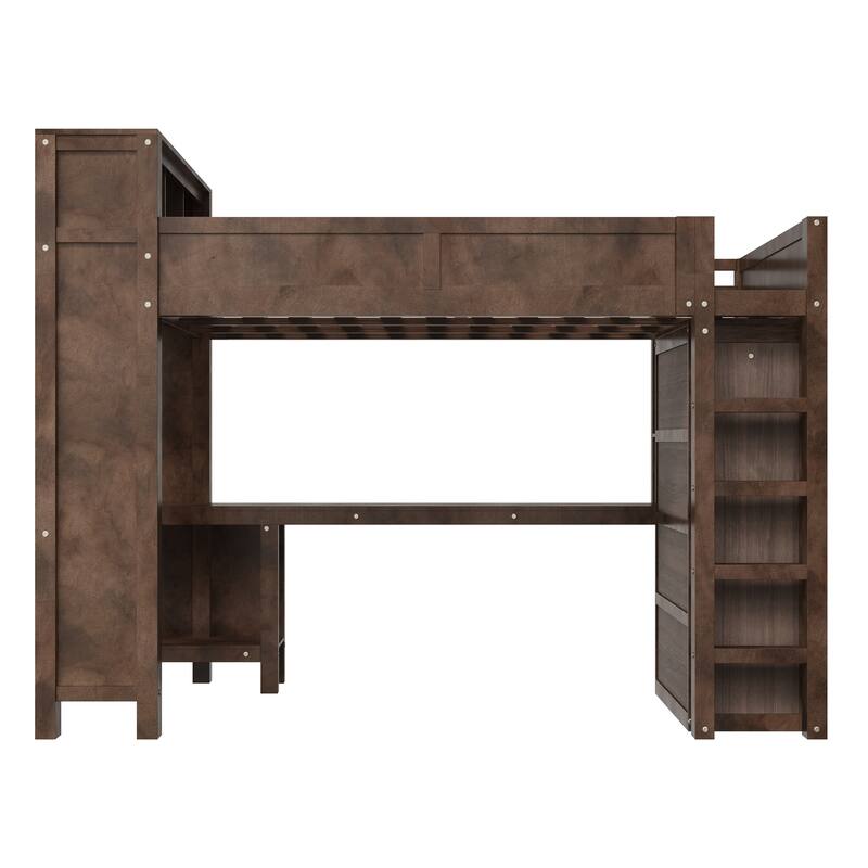 Modern Queen Loft Bed with Built-In Desk, Wardrobe, Headboard Storage & USB Hub by Harper&Bright Designs