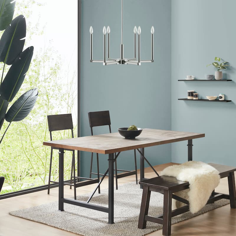 INK+IVY Renzetti 6-Light Contemporary Candelabra Styled Chandelier - Silver - Silver