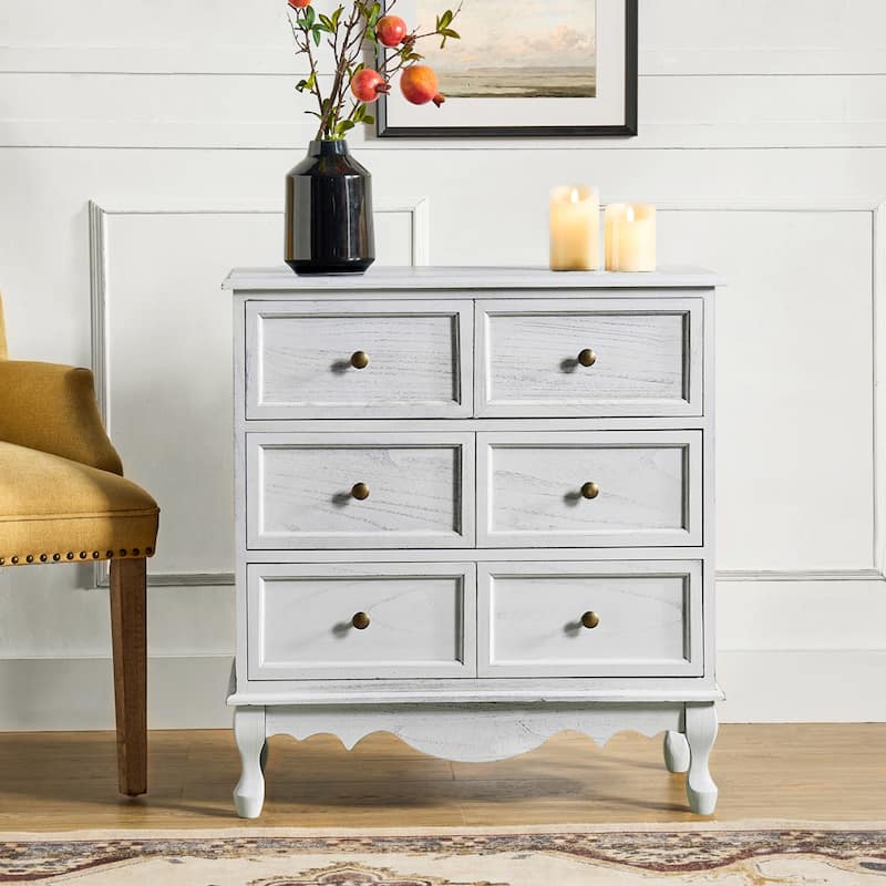 Pallantium Farmhouse 30"Tall Distressed 3-Drawer Nightstand With Solid Wood Legs and Adjustable Feet by HULALA HOME