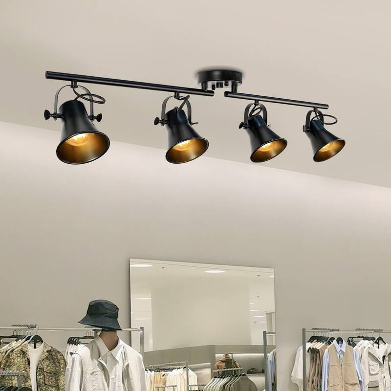 Track Lighting Fixtures Ceiling Track Light with Dimmable Adjustable Head - 4-Light