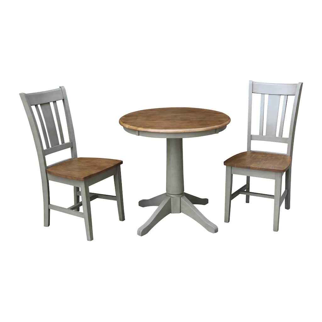 30" Round Top Pedestal Table With 2 San Remo Chairs - Set of 3 Pieces