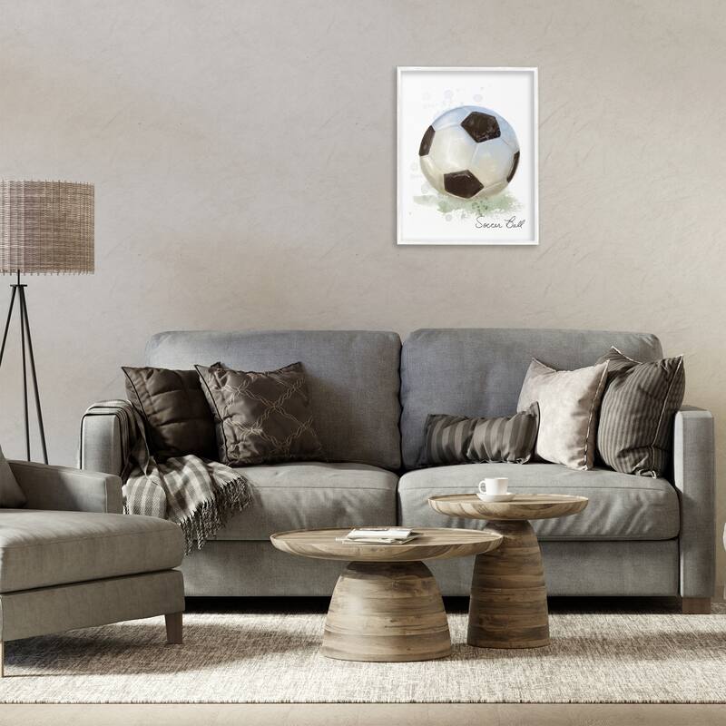 Stupell Soft Pastel Soccer Ball Framed Giclee Art Design By Matthew Piotrowicz