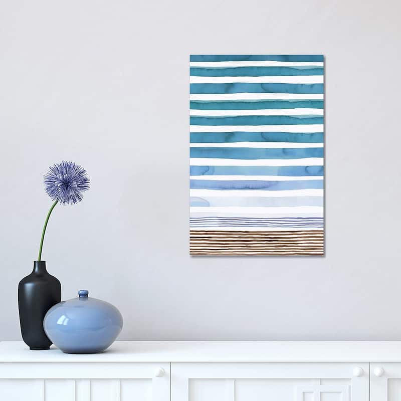 iCanvas "Marine Watercolor Stripes" by Ninola Design Canvas Print - 18x12x1.5