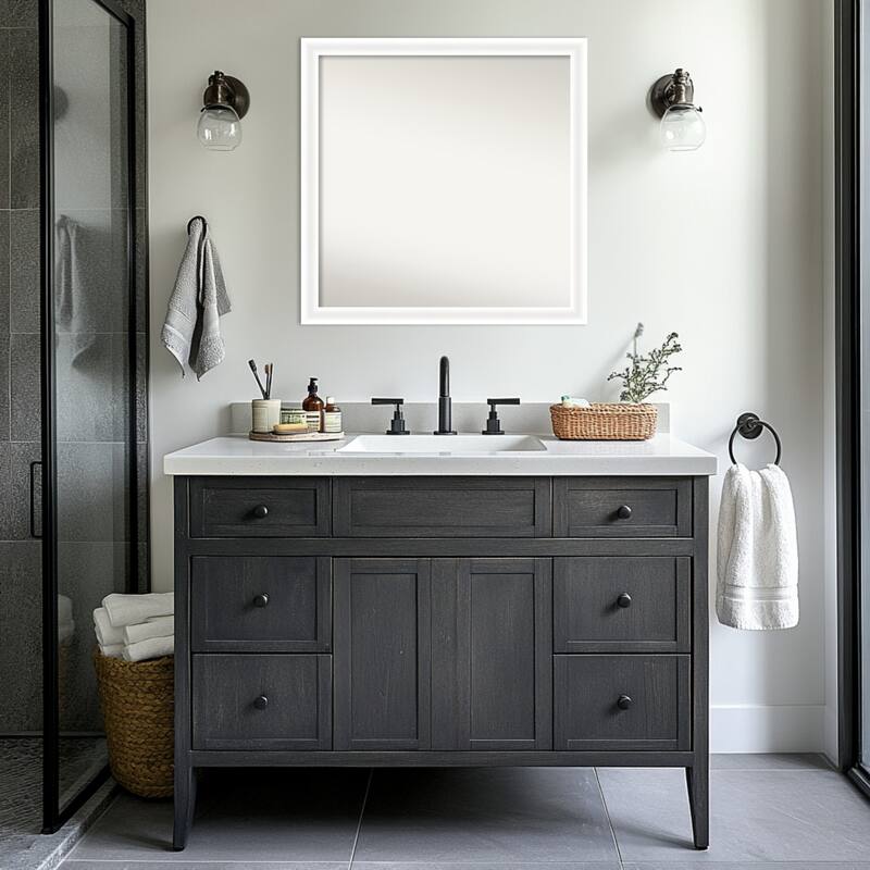 Oliver Narrow Non-Beveled Wood Framed Bathroom Vanity Wall Mirror