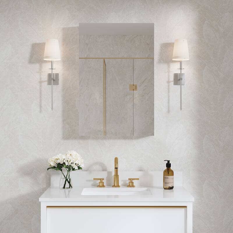 Recessed or Surface Wall Mount Bathroom Medicine Cabinet With Adjustable Glass Shelves