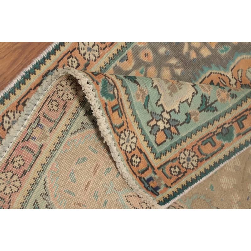 Hand Knotted Oriental 100% Wool Carpet Traditional Floral Greys & Charcoal Tabriz Area Rug - 4' 7'' X 3' 1''