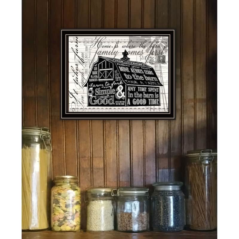 TrendyDecor4U Contemporary "SIMPLE & GOOD BARN" Framed Print Wall Art