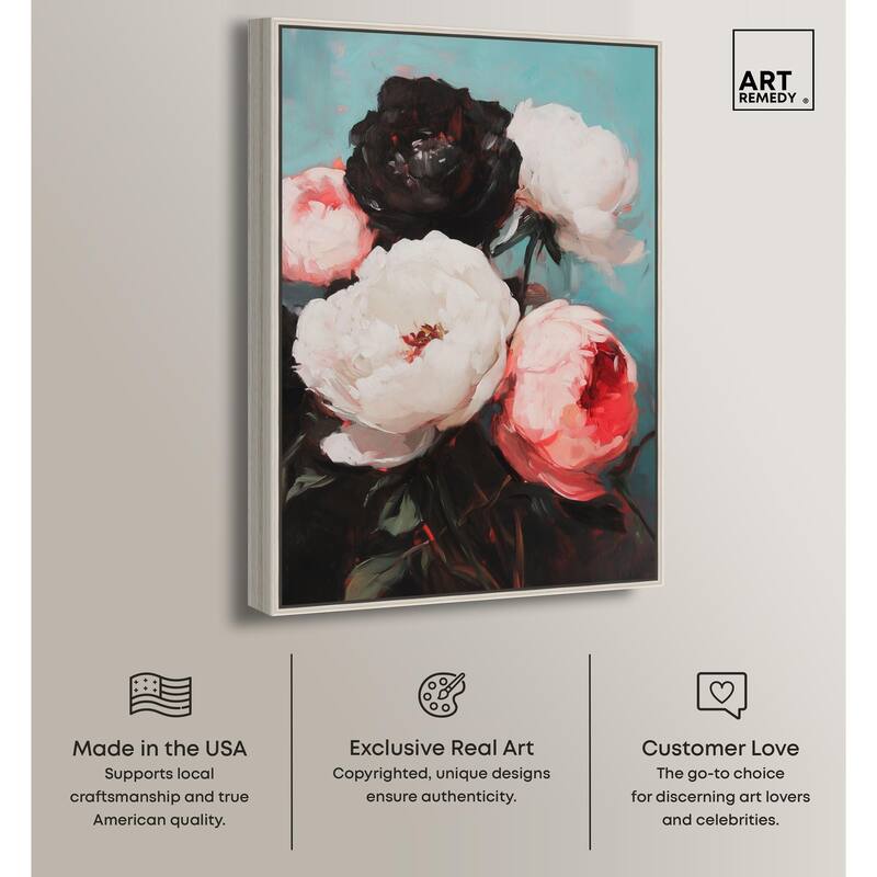 Three Shades of Peony III Canvas by Art Remedy