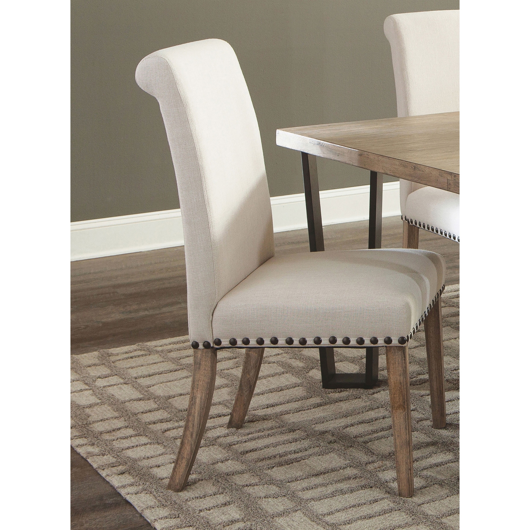 Salem Beige Fabric Upholstered Dining Side Chair (Set of 2