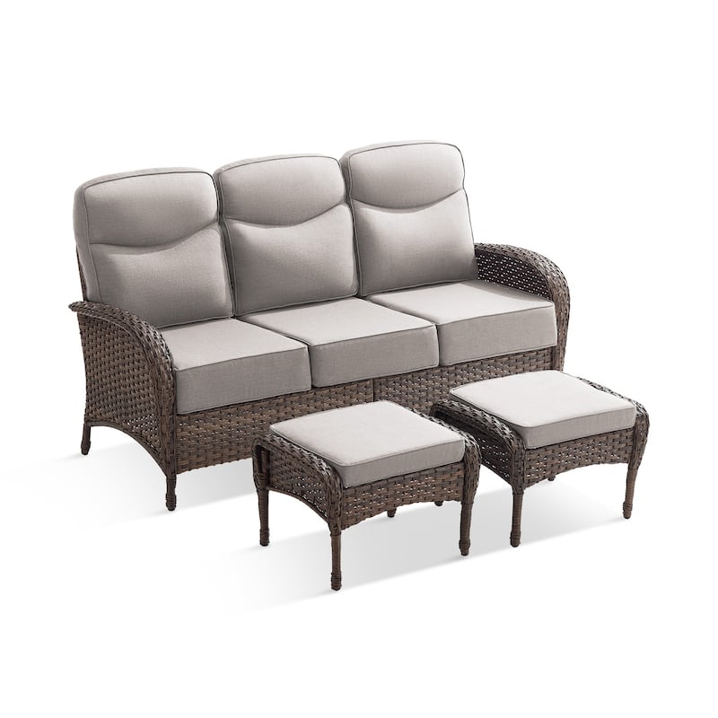 Pocassy Outdoor Sofa Swivel Chair and Ottman with Coffee Table