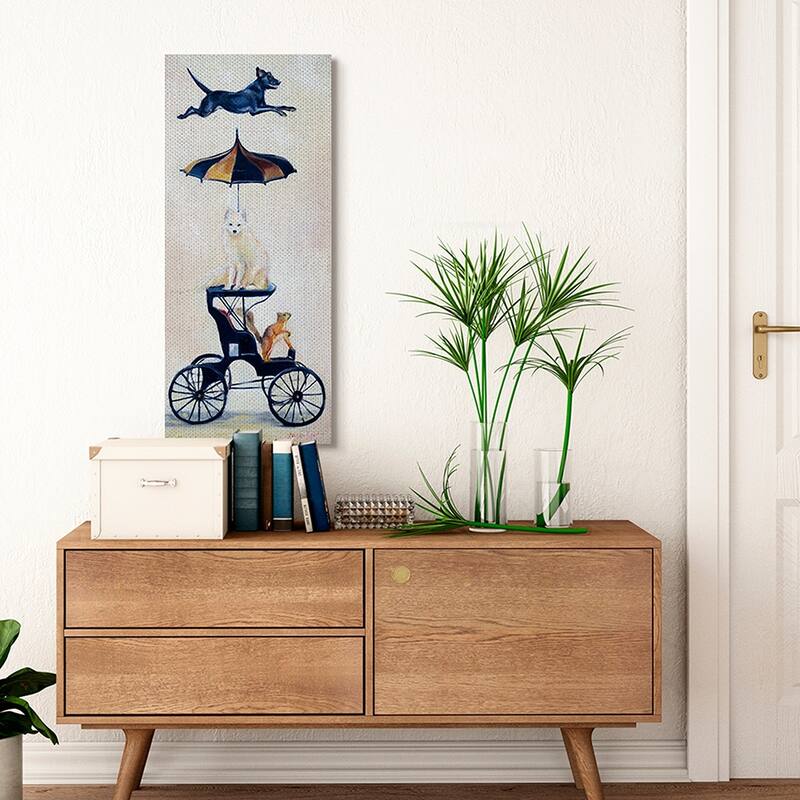 Stupell Vintage Animal Carriage Dogs and Squirrel Painting Canvas Wall Art