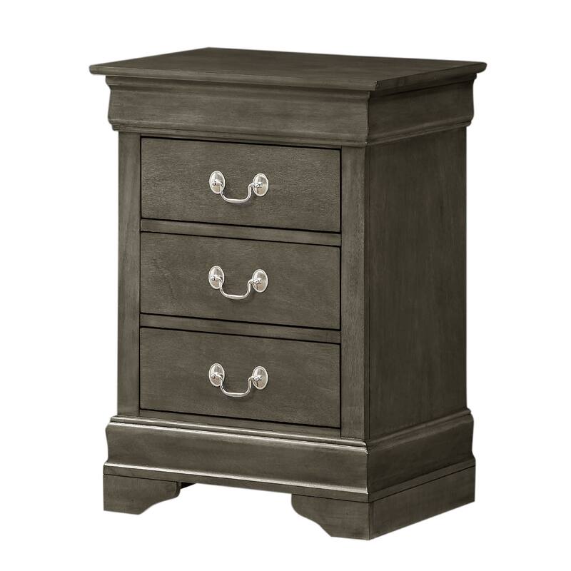3-Drawer Wooden Nightstand - 29" - Gray