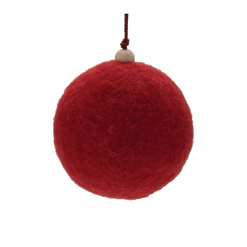 Felt Ball Christmas Ornaments - 4.75" - Red - 4ct