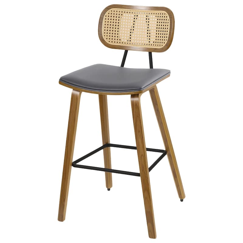26" Upholstered Wood Counter Height Bar Stools - 17.7"W x 19.5"D x 35.1"H