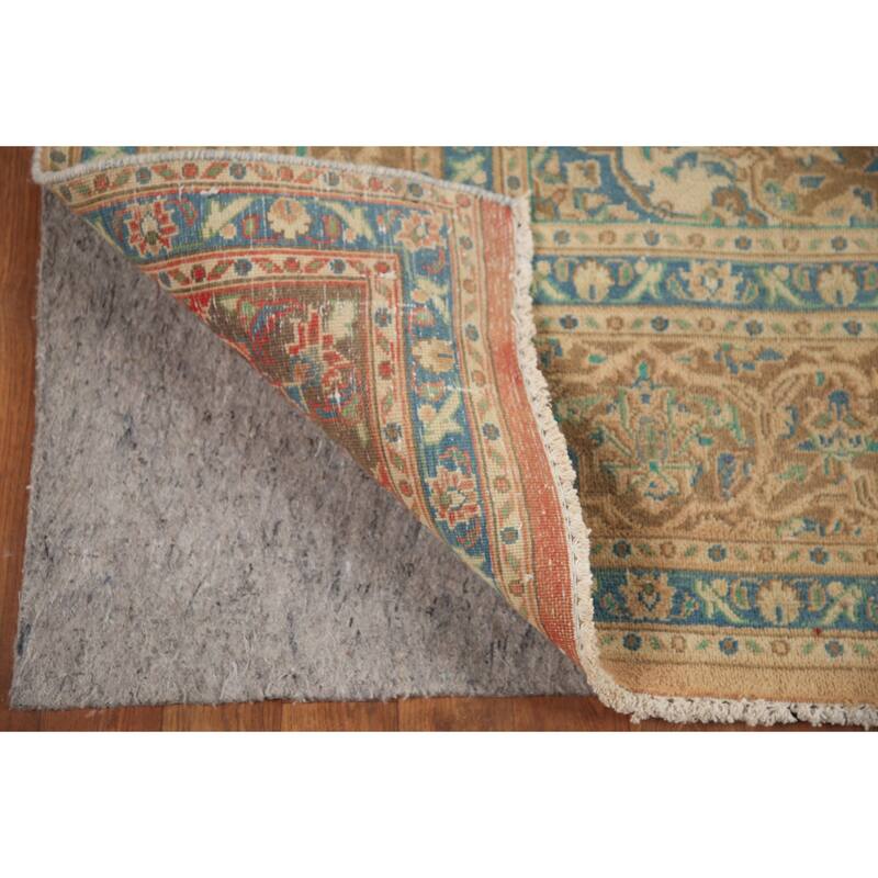 Hand Knotted Oriental 100% Wool Carpet Traditional Floral Oranges & Rust Mashad Area Rug - 9' 6'' X 6' 3''
