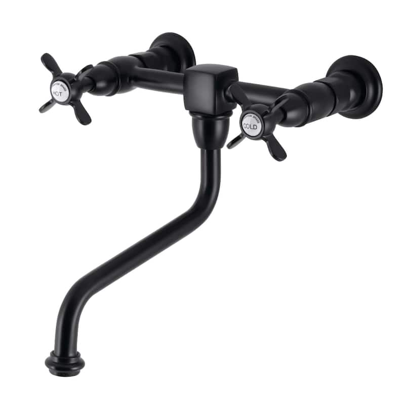 Kingston Brass Essex 1.2 GPM Wall Mounted Bridge Bathroom Faucet - Matte Black