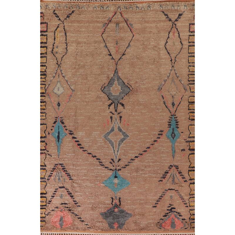 Plush Moroccan Oriental Area Rug Hand-Knotted Wool Carpet - 8'11" x 13'0"