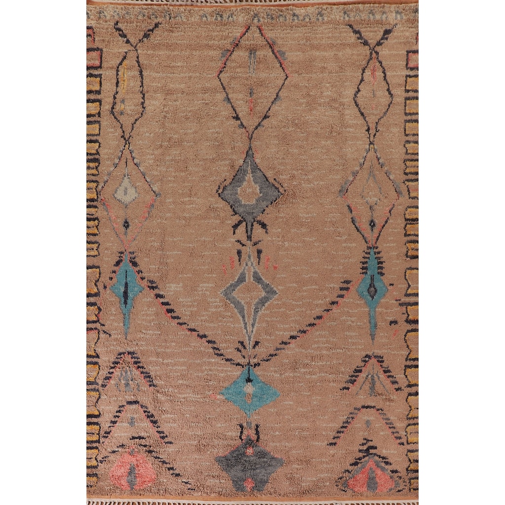 Plush Moroccan Oriental Area Rug Hand-Knotted Wool Carpet - 8'11" x 13'0"