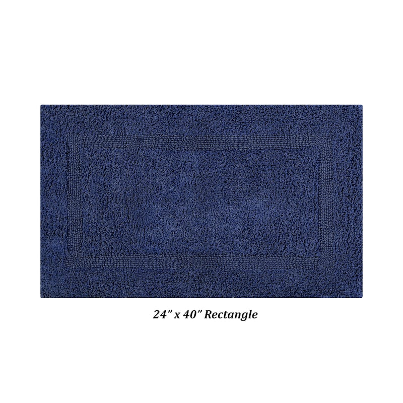 Better Trends Lux Collection 100% Cotton Reversible Tufted Bath Mat Rug - 24" x 40" Rectangle - Navy