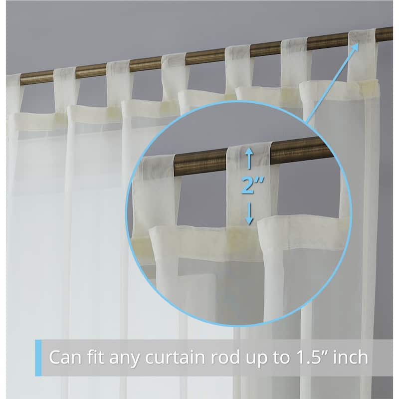 HLC.me Sheer Voile Tab Top Window Curtain Panels for Living room & Bedroom, Set of 2 panels