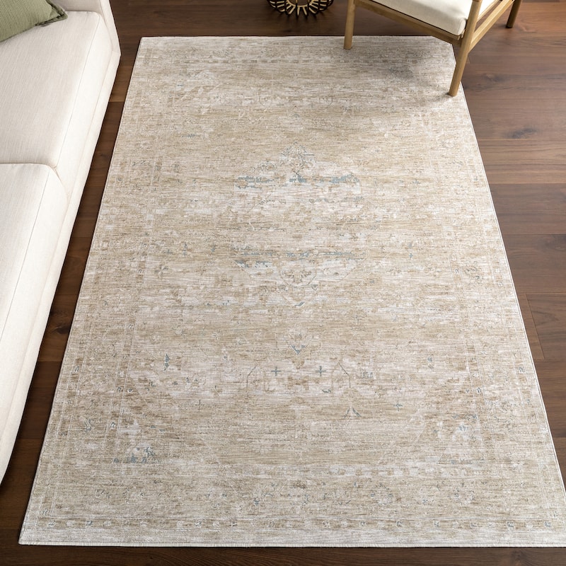 Nuloom Gwynne Medallion Fringe Area Rug - 9' x 12' - Light Beige - Rectangle