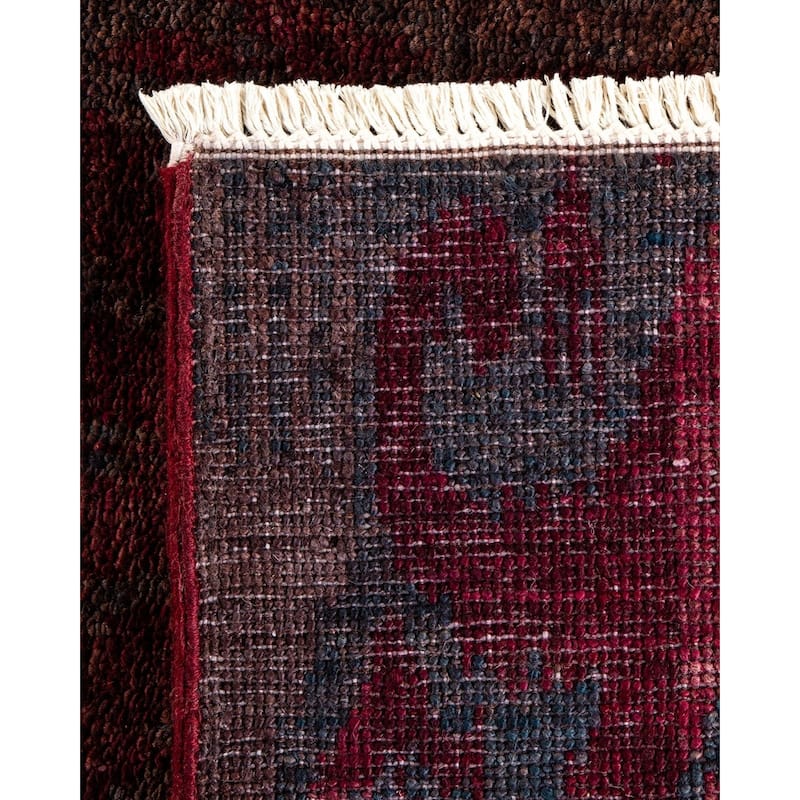 Overton Hand Knotted Wool Vintage Inspired Modern Contemporary Modern Brown Area Rug - 5' 0" x 8' 2"