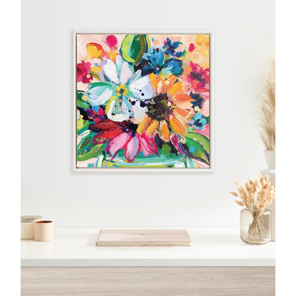 Sylvie Beaded Wild Growth Framed Canvas by Rachel Christopoulos