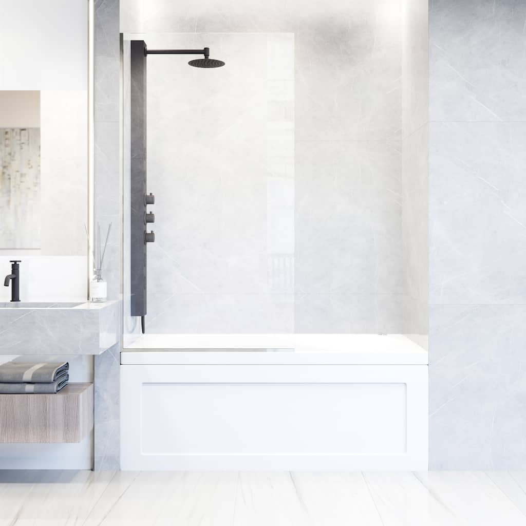 VIGO Zenith 34" W x 62" H Frameless Fixed Tub Screen Door