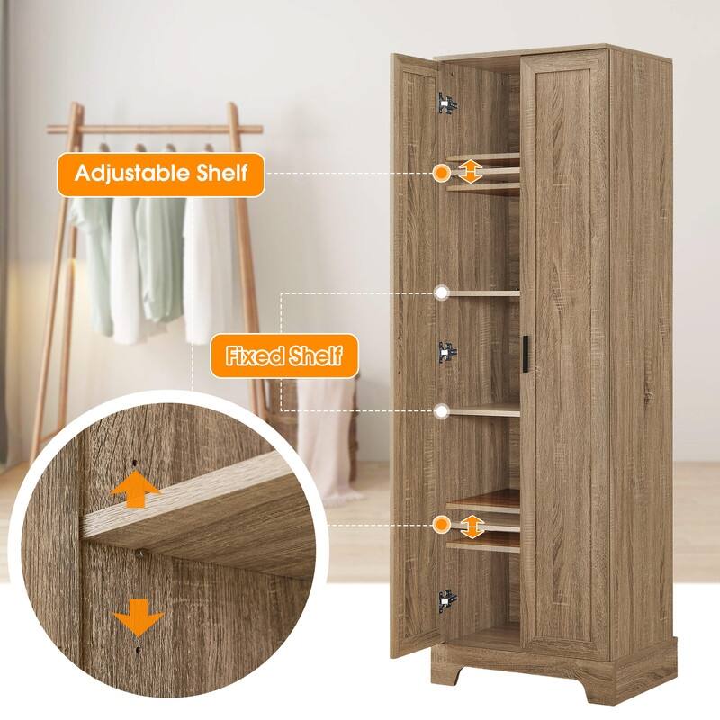 Tall Bathroom Storage Cabinet with 2 Doors & Adjustable Shelf, Pantry Storage Cabinet Narrow Cabinets for Kitchen Bathroom