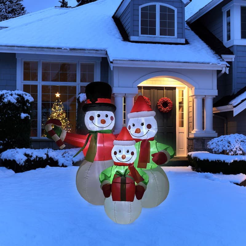 Lighted Inflatable Family of Snowman Outdoor Christmas Decoration - 4' - White