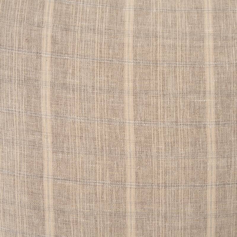 Jensen Beige and Gray Plaid Cotton-Linen Decorative Square Pillow Cover