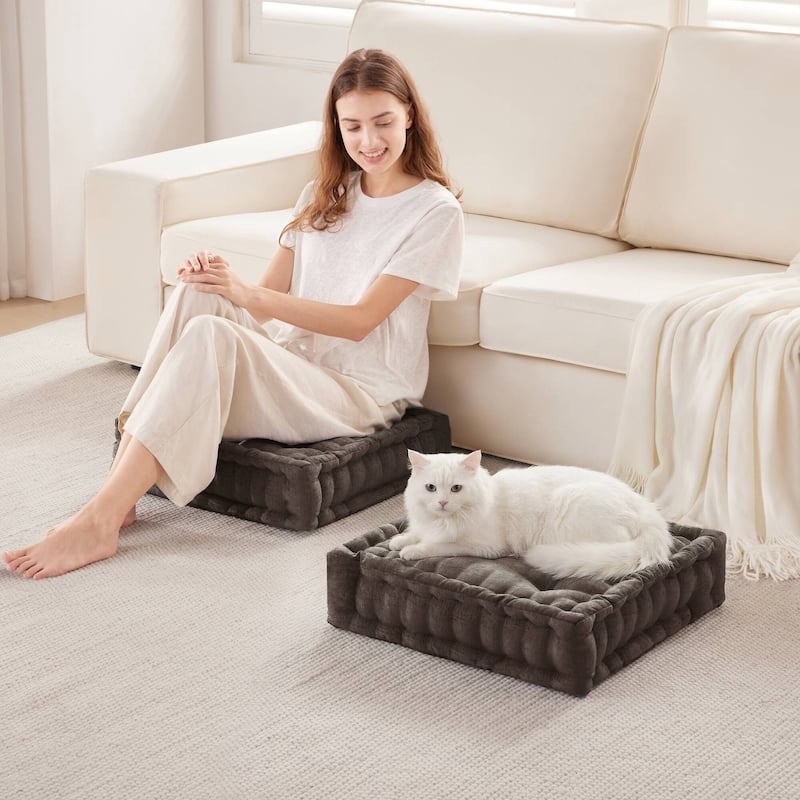 Intelligent Designs Azza Poly Chenille Square Floor Pillow Cushion